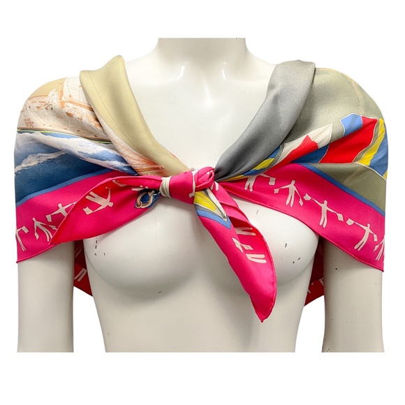 HERMES PINK MULTI EN COURSE PRINT SQUARE SILK TWILL SCARF - Picture 3 of 7